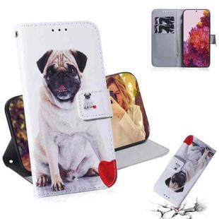 For Samsung Galaxy S21 Ultra 5G Coloured Drawing Horizontal Flip Leather Case, with Holder & Card Slots & Wallet(Pug)