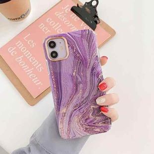 For iPhone 11 Pro Max Marble Pattern Dual-side Laminating TPU Protective Case (Purple Flow Gold)