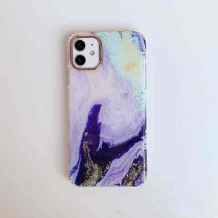 For iPhone 11 Pro Marble Pattern Dual-side Laminating TPU Protective Case(Flowing Gold Light Purple)