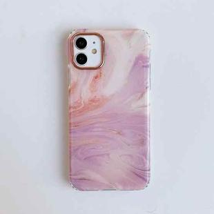 For iPhone 12 / 12 Pro Marble Pattern Dual-side Laminating TPU Protective Case(Taro Color)