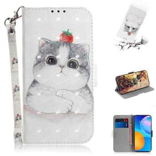 For Huawei P Smart 2021 3D Colored Drawing Horizontal Flip Leather Case with Holder & Card Slots & Wallet & Lanyard(Cute Cat)