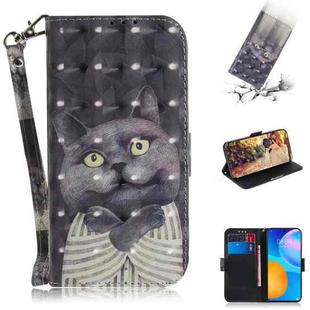 For Huawei P Smart 2021 3D Colored Drawing Horizontal Flip Leather Case with Holder & Card Slots & Wallet & Lanyard(Hug Cat)