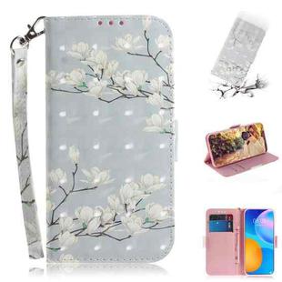 For Huawei Y7a 3D Colored Drawing Horizontal Flip Leather Case with Holder & Card Slots & Wallet & Lanyard(Magnolia)