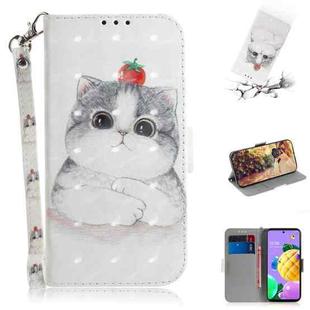 For LG K62 / K52 / Q52 3D Colored Drawing Horizontal Flip Leather Case with Holder & Card Slots & Wallet & Lanyard(Cute Cat)