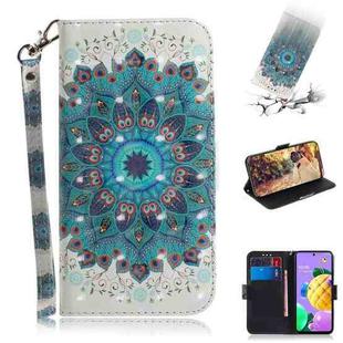 For LG K62 / K52 / Q52 3D Colored Drawing Horizontal Flip Leather Case with Holder & Card Slots & Wallet & Lanyard(Peacock Wreath)