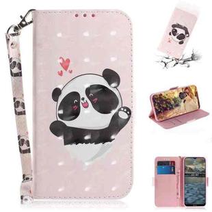 For Nokia 2.4 3D Colored Drawing Horizontal Flip Leather Case with Holder & Card Slots & Wallet & Lanyard(Heart Panda)