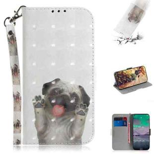 For Nokia 3.4 3D Colored Drawing Horizontal Flip Leather Case with Holder & Card Slots & Wallet & Lanyard(Pug)