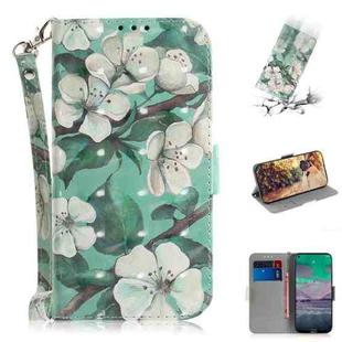 For Nokia 3.4 3D Colored Drawing Horizontal Flip Leather Case with Holder & Card Slots & Wallet & Lanyard(Watercolor Flower)