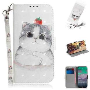 For Nokia 3.4 3D Colored Drawing Horizontal Flip Leather Case with Holder & Card Slots & Wallet & Lanyard(Cute Cat)