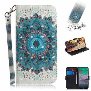 For Nokia 3.4 3D Colored Drawing Horizontal Flip Leather Case with Holder & Card Slots & Wallet & Lanyard(Peacock Wreath)