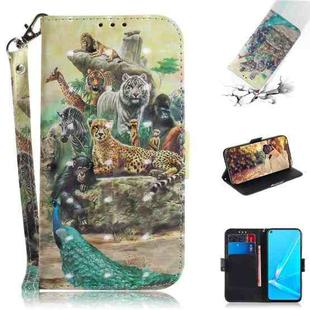 For OPPO A52 3D Colored Drawing Horizontal Flip Leather Case with Holder & Card Slots & Wallet & Lanyard(Zoo)