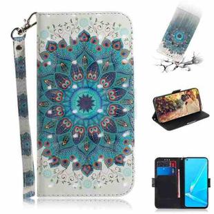 For OPPO A72 3D Colored Drawing Horizontal Flip Leather Case with Holder & Card Slots & Wallet & Lanyard(Peacock Wreath)
