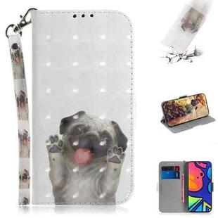 For Samsung Galaxy F41 3D Colored Drawing Horizontal Flip Leather Case with Holder & Card Slots & Wallet & Lanyard(Pug)