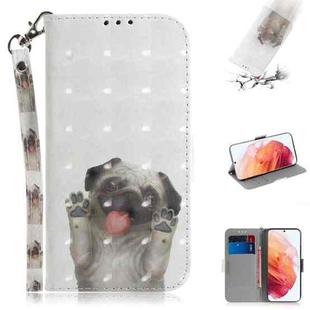 For Samsung Galaxy S21 5G 3D Colored Drawing Horizontal Flip Leather Case with Holder & Card Slots & Wallet & Lanyard(Pug)