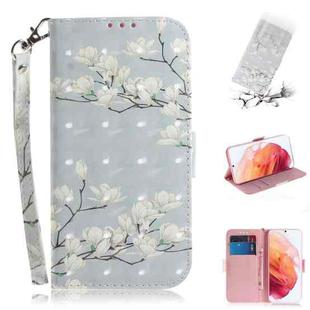 For Samsung Galaxy S21 5G 3D Colored Drawing Horizontal Flip Leather Case with Holder & Card Slots & Wallet & Lanyard(Magnolia)