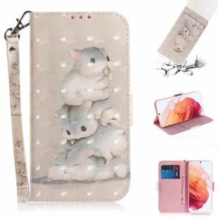 For Samsung Galaxy S21 5G 3D Colored Drawing Horizontal Flip Leather Case with Holder & Card Slots & Wallet & Lanyard(Squirrels)
