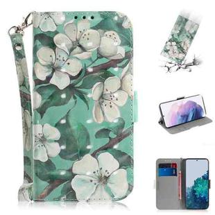 For Samsung Galaxy S21+ 5G 3D Colored Drawing Horizontal Flip Leather Case with Holder & Card Slots & Wallet & Lanyard(Watercolor Flower)