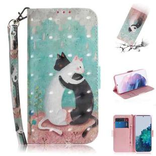 For Samsung Galaxy S21+ 5G 3D Colored Drawing Horizontal Flip Leather Case with Holder & Card Slots & Wallet & Lanyard(Black White Cat)