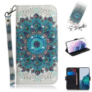 For Samsung Galaxy S21+ 5G 3D Colored Drawing Horizontal Flip Leather Case with Holder & Card Slots & Wallet & Lanyard(Peacock Wreath)