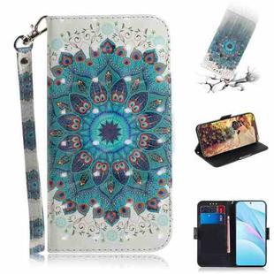 For Xiaomi Mi 10T Lite 5G 3D Colored Drawing Horizontal Flip Leather Case with Holder & Card Slots & Wallet & Lanyard(Peacock Wreath)