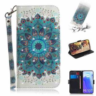 For Xiaomi Mi 10T 5G 3D Colored Drawing Horizontal Flip Leather Case with Holder & Card Slots & Wallet & Lanyard(Peacock Wreath)
