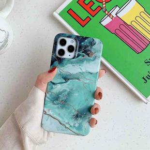 For iPhone 11 Pro Golden Circle Marble Pattern Dual-side Laminating TPU Case (Ink Green)