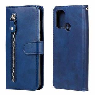 For OPPO A53 / A53S / A32 / A33 Fashion Calf Texture Zipper Horizontal Flip Leather Case with Holder & Card Slots & Wallet(Blue)