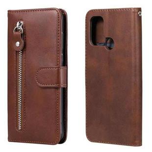 For OPPO A53 / A53S / A32 / A33 Fashion Calf Texture Zipper Horizontal Flip Leather Case with Holder & Card Slots & Wallet(Brown)