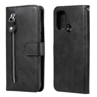 For OPPO A53 / A53S / A32 / A33 Fashion Calf Texture Zipper Horizontal Flip Leather Case with Holder & Card Slots & Wallet(Black)