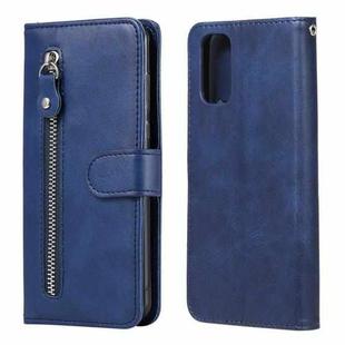 For OPPO Realme 7 Pro Fashion Calf Texture Zipper Horizontal Flip Leather Case with Holder & Card Slots & Wallet(Blue)