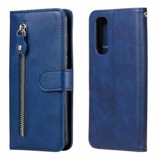 For OPPO Realme 7 Fashion Calf Texture Zipper Horizontal Flip Leather Case with Holder & Card Slots & Wallet(Blue)
