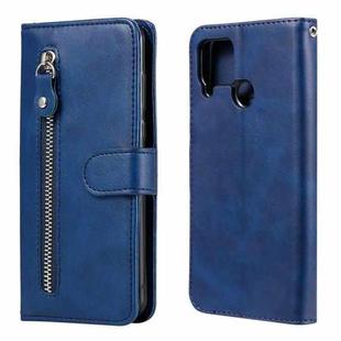 For OPPO Realme C15 / C12 Fashion Calf Texture Zipper Horizontal Flip Leather Case with Holder & Card Slots & Wallet(Blue)