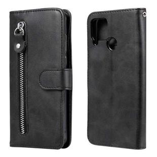 For OPPO Realme C15 / C12 Fashion Calf Texture Zipper Horizontal Flip Leather Case with Holder & Card Slots & Wallet(Black)