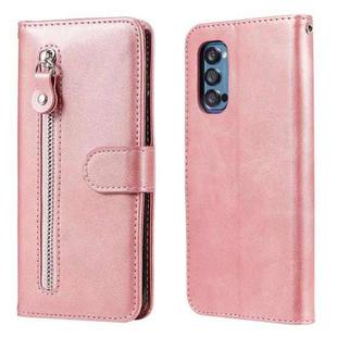 For OPPO Reno4 Pro 5G Fashion Calf Texture Zipper Horizontal Flip Leather Case with Holder & Card Slots & Wallet(Rose Gold)