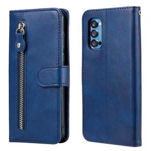 For OPPO Reno4 Pro 5G Fashion Calf Texture Zipper Horizontal Flip Leather Case with Holder & Card Slots & Wallet(Blue)