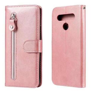 For LG K41S / K51S Fashion Calf Texture Zipper Horizontal Flip Leather Case with Holder & Card Slots & Wallet(Rose Gold)