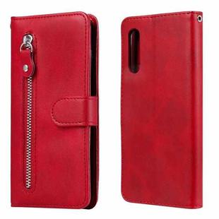 For LG Velvet Fashion Calf Texture Zipper Horizontal Flip Leather Case with Holder & Card Slots & Wallet(Red)