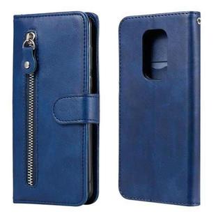 For Motorola Moto G9 Play / Moto E7 Plus Fashion Calf Texture Zipper Horizontal Flip Leather Case with Holder & Card Slots & Wallet(Blue)