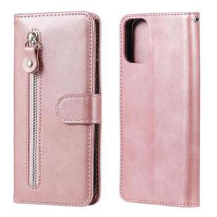 For Motorola Moto G9 Plus Fashion Calf Texture Zipper Horizontal Flip Leather Case with Holder & Card Slots & Wallet(Rose Gold)