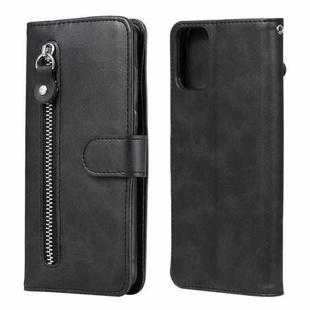 For Motorola Moto G9 Plus Fashion Calf Texture Zipper Horizontal Flip Leather Case with Holder & Card Slots & Wallet(Black)