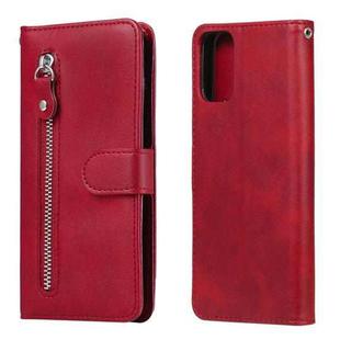 For Motorola Moto G9 Plus Fashion Calf Texture Zipper Horizontal Flip Leather Case with Holder & Card Slots & Wallet(Red)
