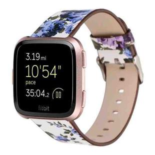 For Fitbit Versa 1 / 2 Flower Pattern  Watch Band(White Blue)
