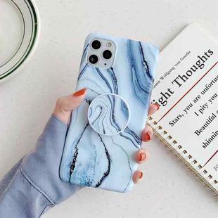 Flow Color Frosted Marble Pattern Protective Case with Folding Holder For iPhone 11 Pro Max(Blue)
