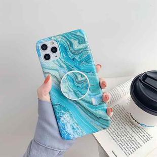 For iPhone 12 mini Frosted Marble Pattern Protective Case with Folding Holder (Flow Color)