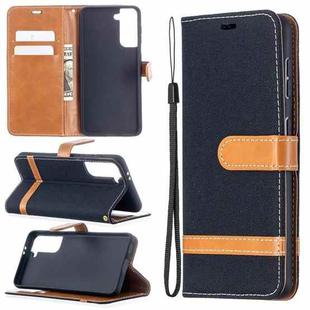 For Samsung Galaxy S21 5G Color Matching Denim Texture Horizontal Flip Leather Case with Holder & Card Slots & Wallet & Lanyard(Black)