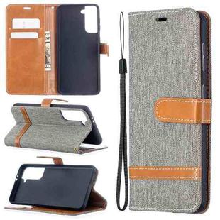 For Samsung Galaxy S21 5G Color Matching Denim Texture Horizontal Flip Leather Case with Holder & Card Slots & Wallet & Lanyard(Grey)