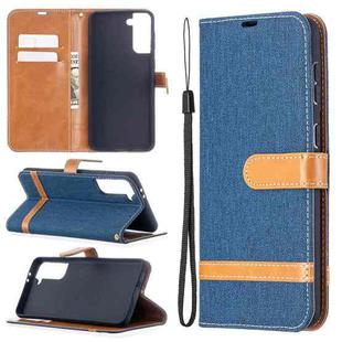 For Samsung Galaxy S21+ 5G Color Matching Denim Texture Horizontal Flip Leather Case with Holder & Card Slots & Wallet & Lanyard(Dark Blue)
