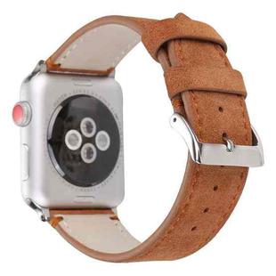 Frosted Genuine Leather Watch Band For Apple Watch Series 7 41mm / 6 & SE & 5 & 4 40mm / 3 & 2 & 1 38mm(Brown)