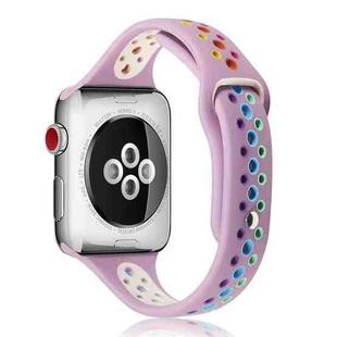 Rainbow Silicone Watch Band For Apple Watch Ultra 49mm / Series 8&7 45mm / SE 2&6&SE&5&4 44mm / 3&2&1 42mm(Purple)