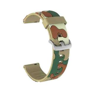 20mm For Amazfit GTR 2 / GTR 42mm Camouflage Silicone  Watch Band with Silver Buckle(7)